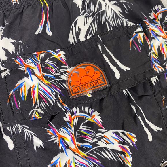 Sundek Shorts Mens M Funky Palm Print Elastic Waist Swim Shorts All Over Print - Picture 6 of 9